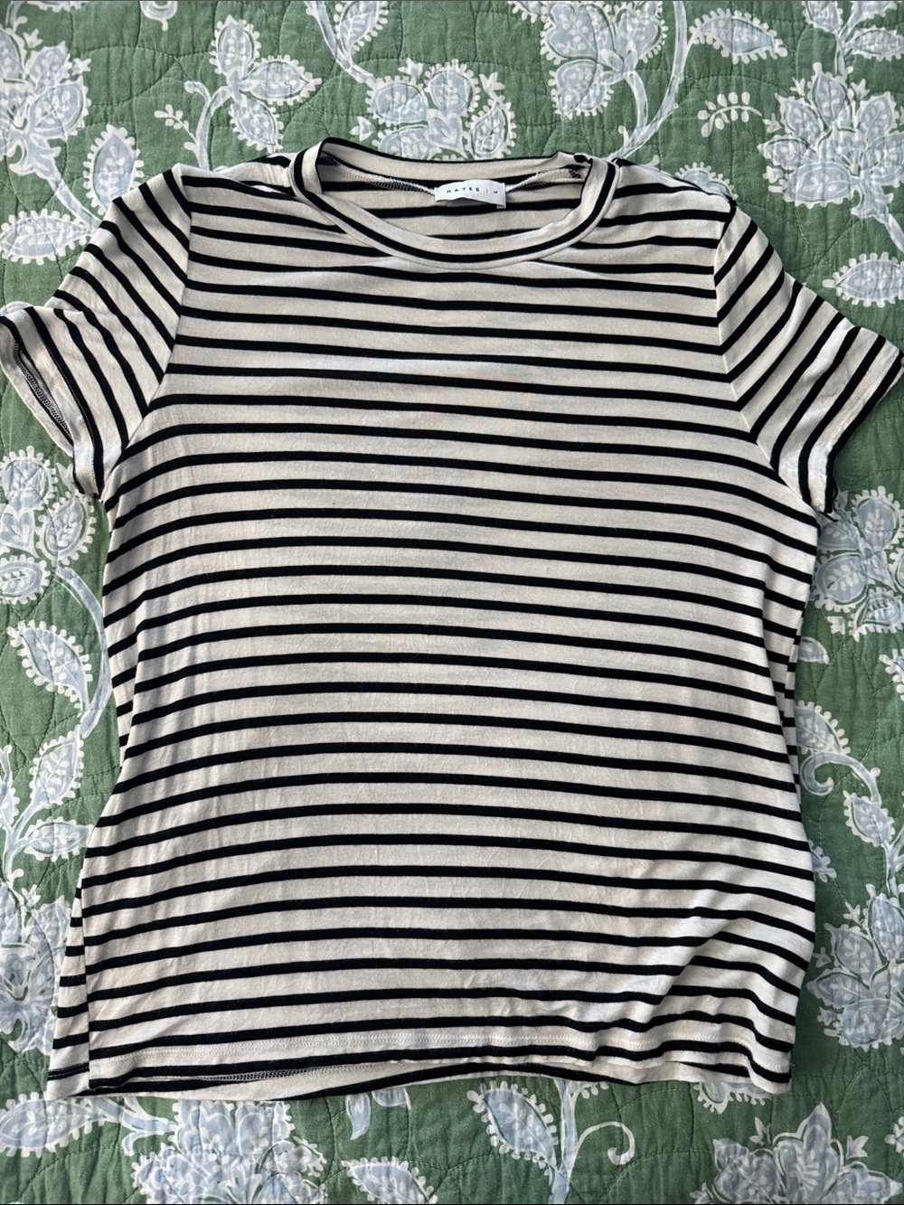 Striped Short-Sleeve Tee by Everlane - Black & Cream